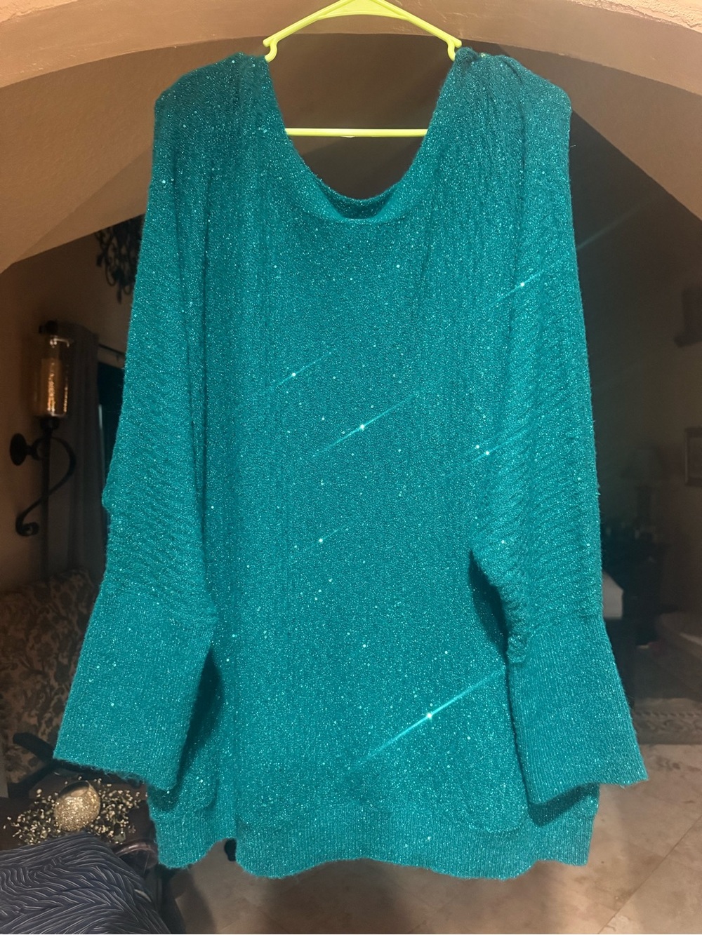 Women's Teal Sparkle Knit Sweater